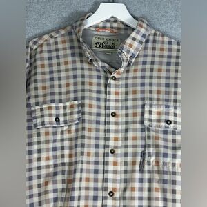 Over Under Performance Button Down Shirt Stretch‎ Purple Plaid Mens XL Camp Hike